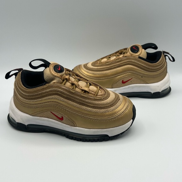 2023 Nike Air Max 97 Gold Red Retro Shoes - Kids Toddler Size 11 (FB2963-700) - Picture 1 of 8
